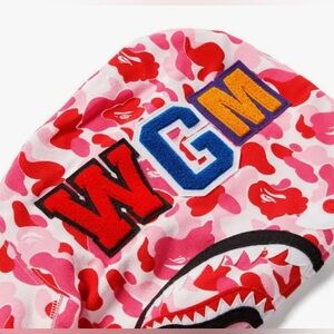 pink bape (shark) zip up hoodie size medium